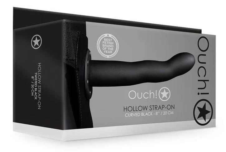Ouch Curved Hollow Strap 8" Black