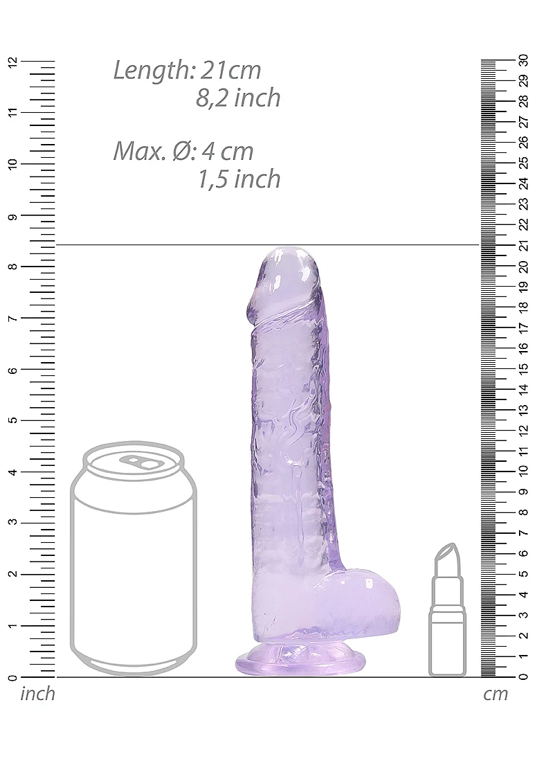 Realrock 8" Realistic Dildo With Balls - Purple - Image 6