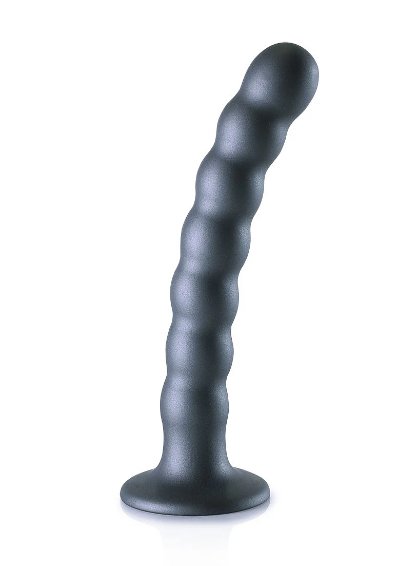 Ouch Beaded G-Spot Dildo 6.5" Gun Metal - Image 2