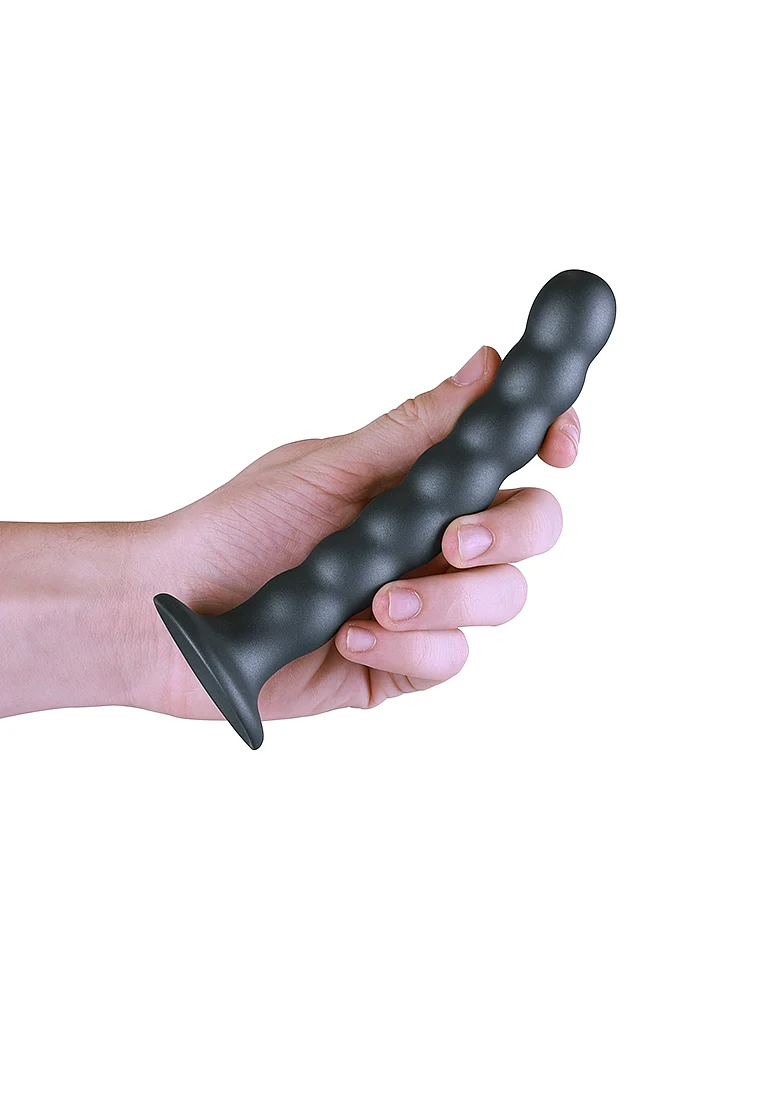 Ouch Beaded G-Spot Dildo 6.5" Gun Metal - Image 4