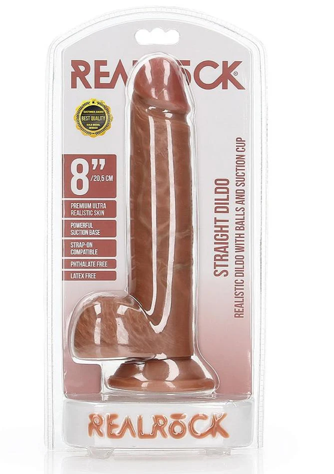 Realrock 8" Cock With Balls - Regular Straight - Tan