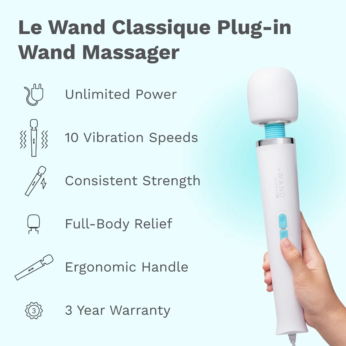 Le Wand Classique Plug-In Original Full-Body Vibrating Massager - Image 3