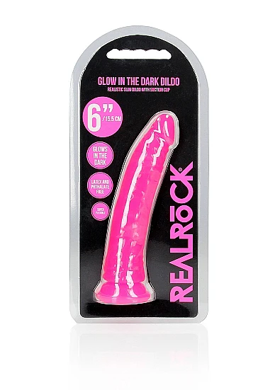 Realrock 6" Glow-N-Dark Dildo Pink - Image 2