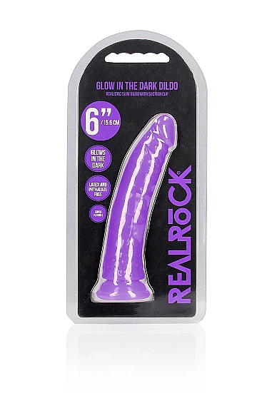 Realrock 6" Glow-N-Dark Dildo Purple - Image 5