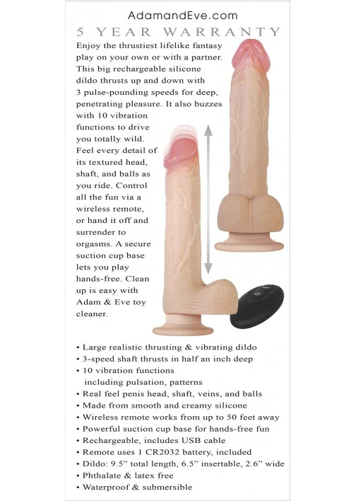 Adam & Eve Adams Rechargable Thrusting w Remote - Image 11