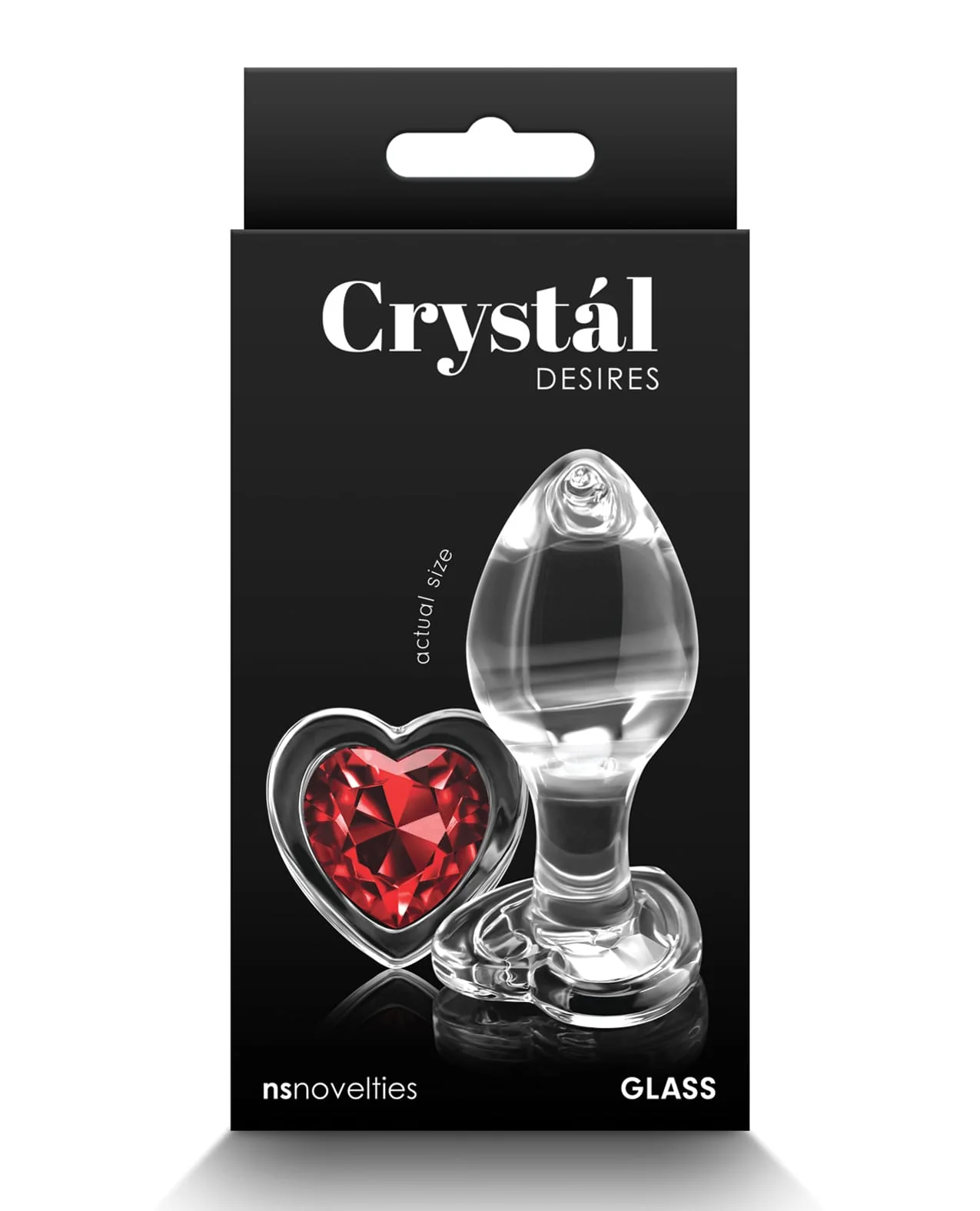 Crystal Desires Glass Heart Gem Butt Plug Medium Red