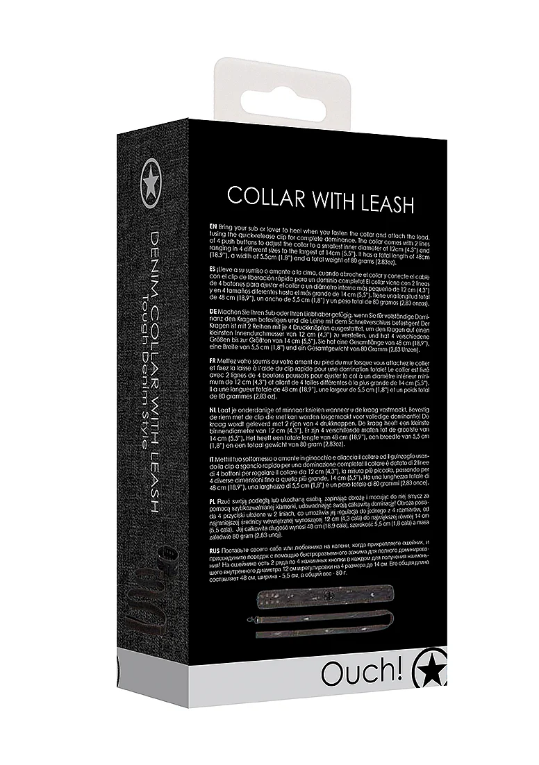 Ouch Denim Collae With Leash Black - Image 6