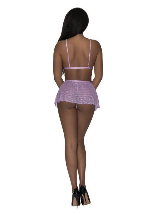 Exposed Girl Next Door Bralette w/ Flirty Thong Skirt L/XL Lilac M286 - Image 2