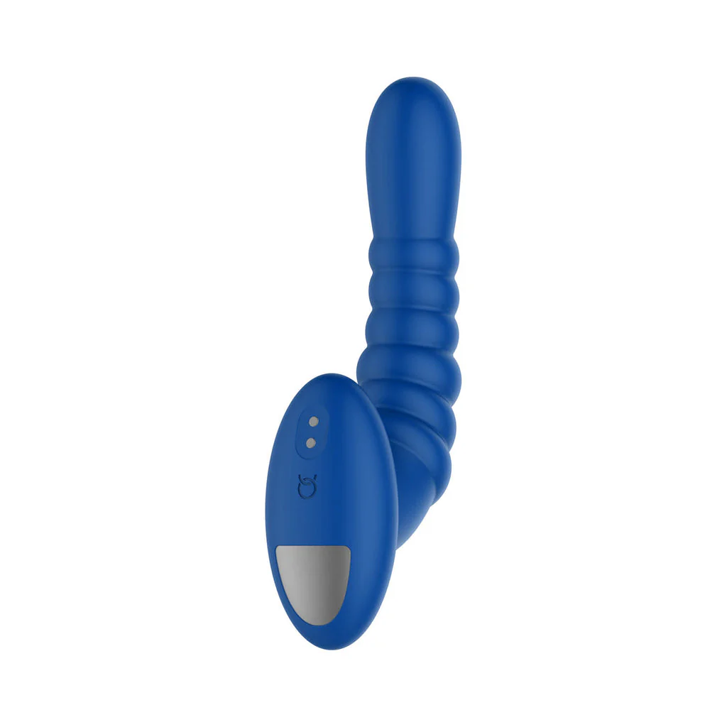Forto Ribbed Pro Vibrating Anal Massager Blue - Image 2