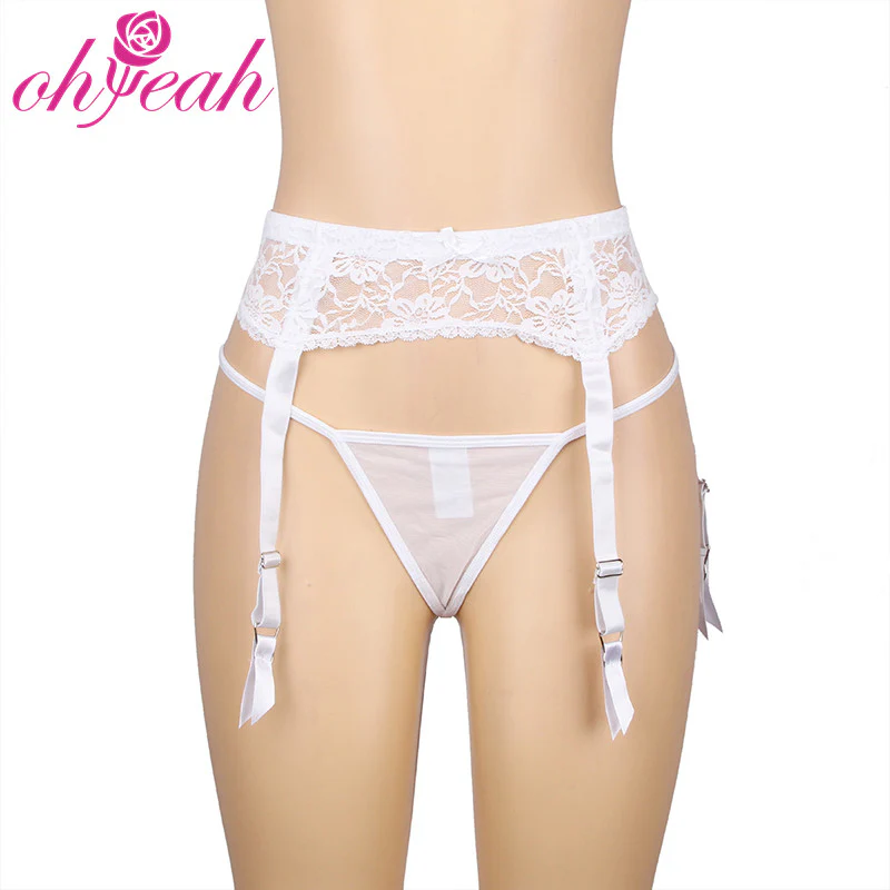 Lace Garter Panties P5201-2 White XL - Image 4