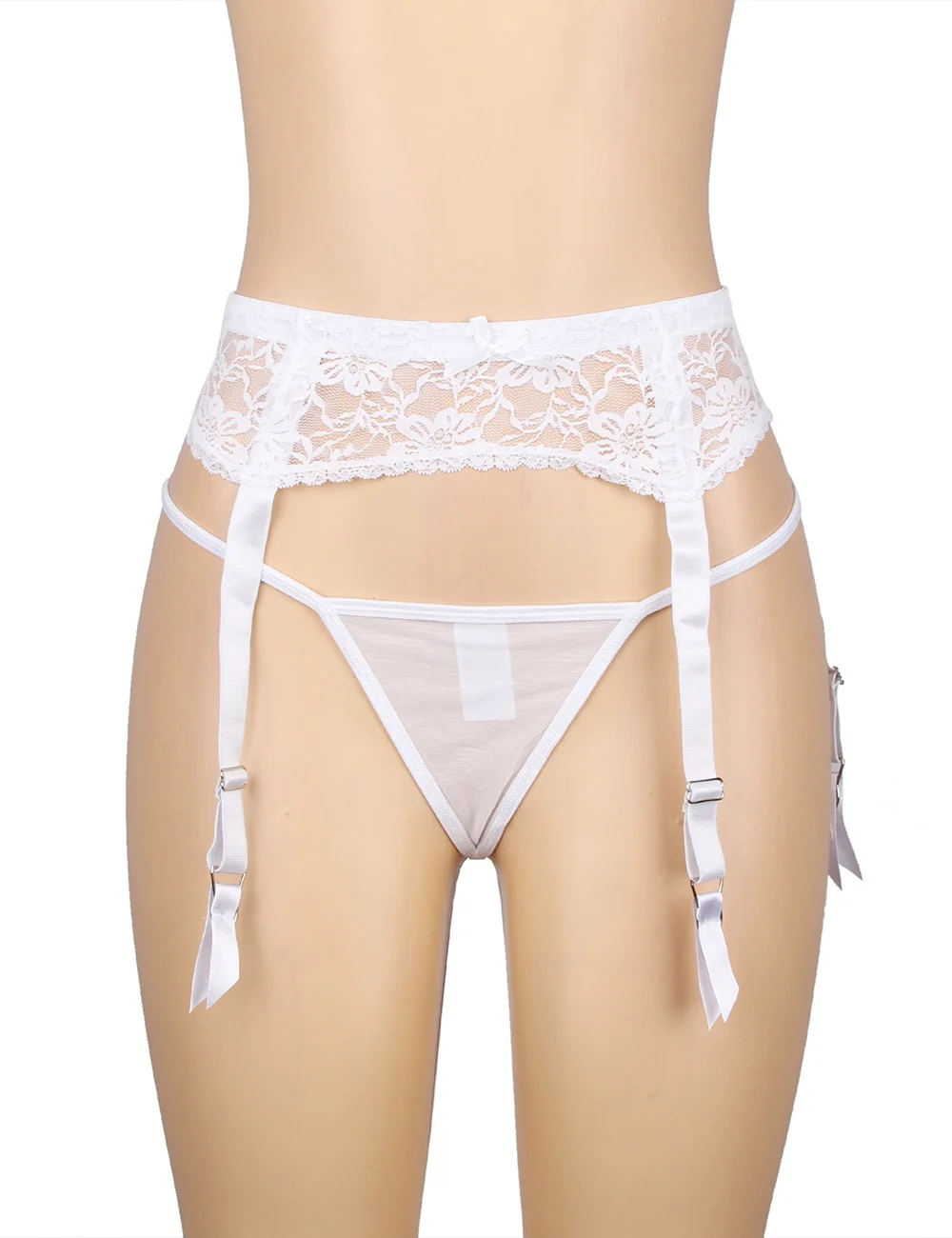 Lace Garter Panties P5201-2 White XL - Image 12