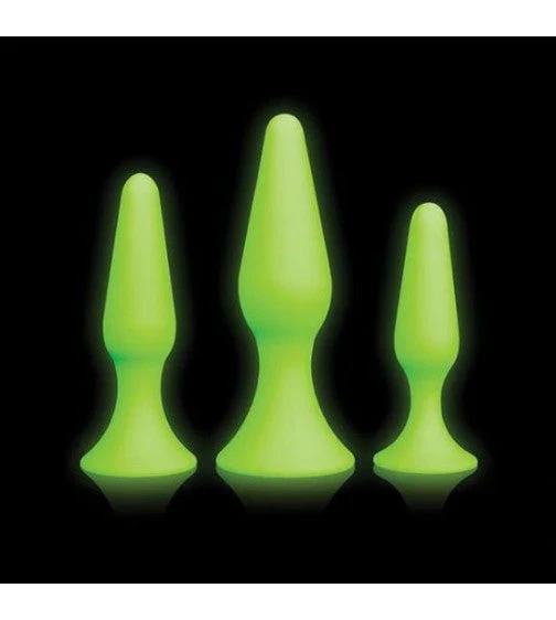 Ouch Glow In The Dark - Silicone But Plug Set 3pc - Image 2