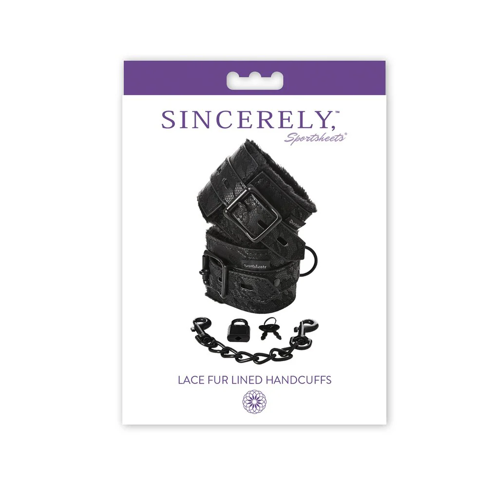 Sportsheets Lace Fur Lined Handcuffs - Image 2
