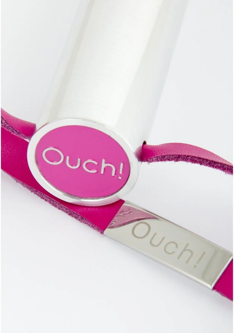 Ouch Leather Cross Tipped Crop Pink - Image 2