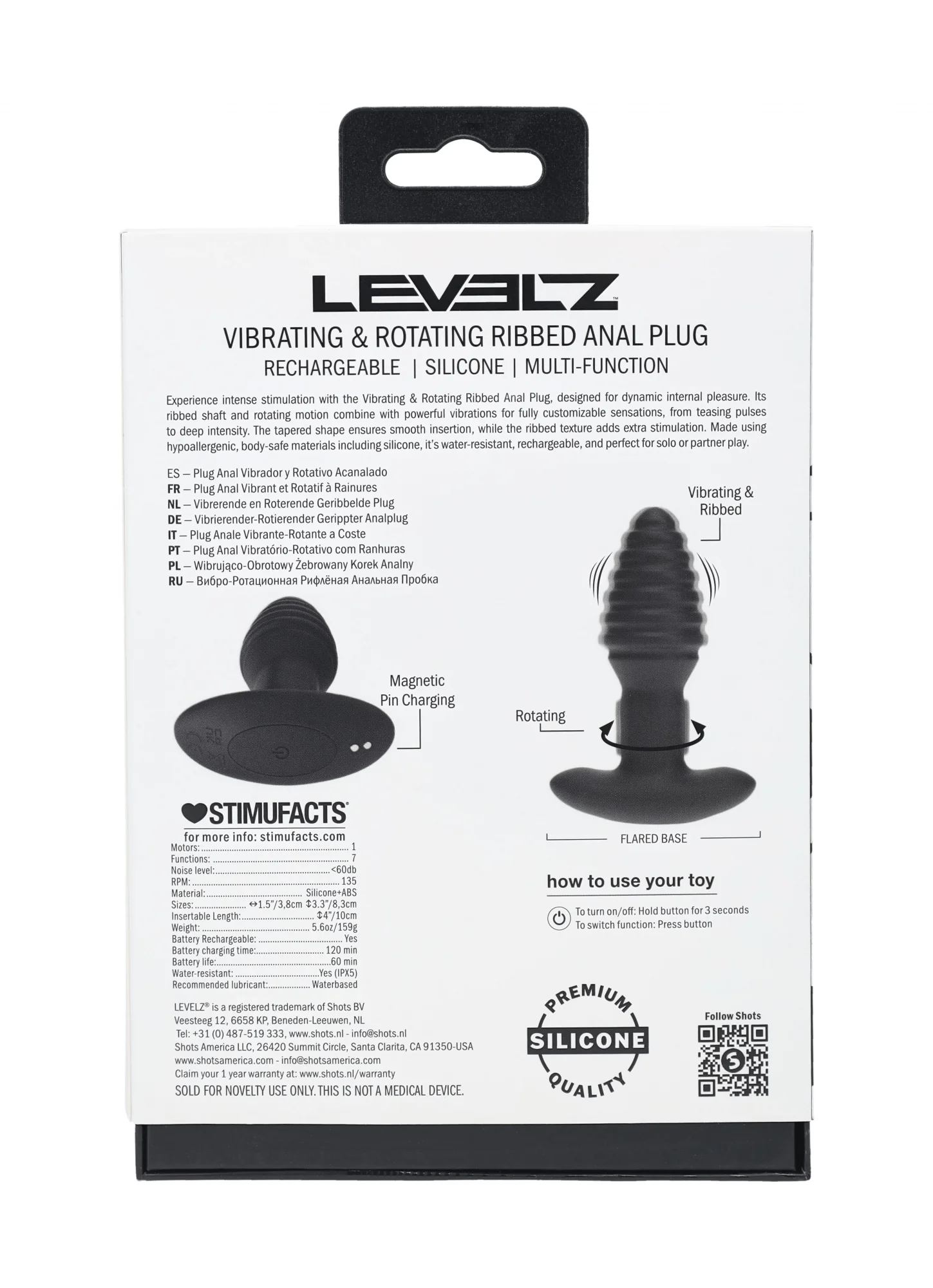 Levelz Vibrating & Rotating Ribbed Silicone Anal Plug - Image 3