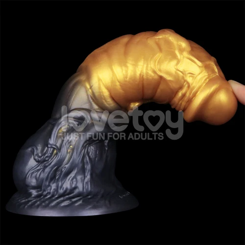 Lovetoy AEROSX Pump up the Pleasure Dual Density Silicone Inflatable Dildo Gold 7.5" - Image 3