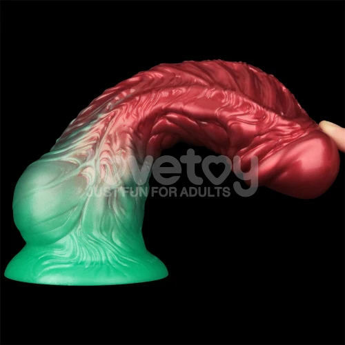 Lovetoy AEROSX Pump up the Pleasure Dual Density Silicone Inflatable Dildo Red/Green 8" - Image 5