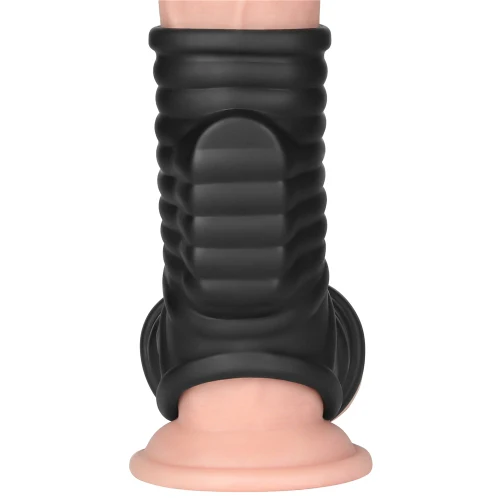 Lovetoy Knights Vibrating Wave Knights Ring with Scrotum Sleeve Black - Image 5