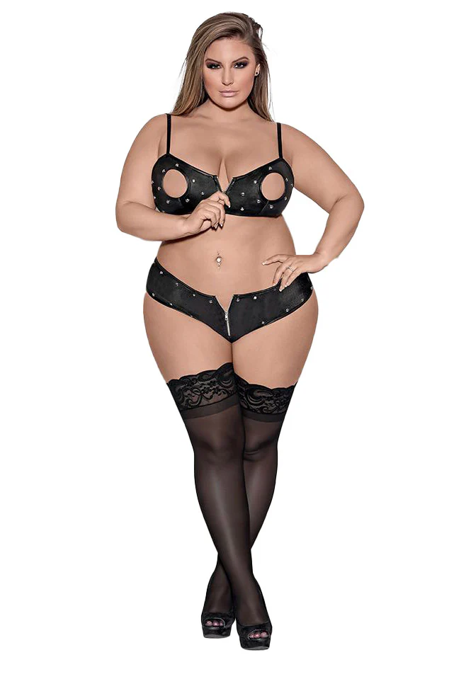 Exposed Lust Electra Peek-A-Boo Cutouts Bra With Matching Cheeky Shorts PAK237 2XL - Image 3