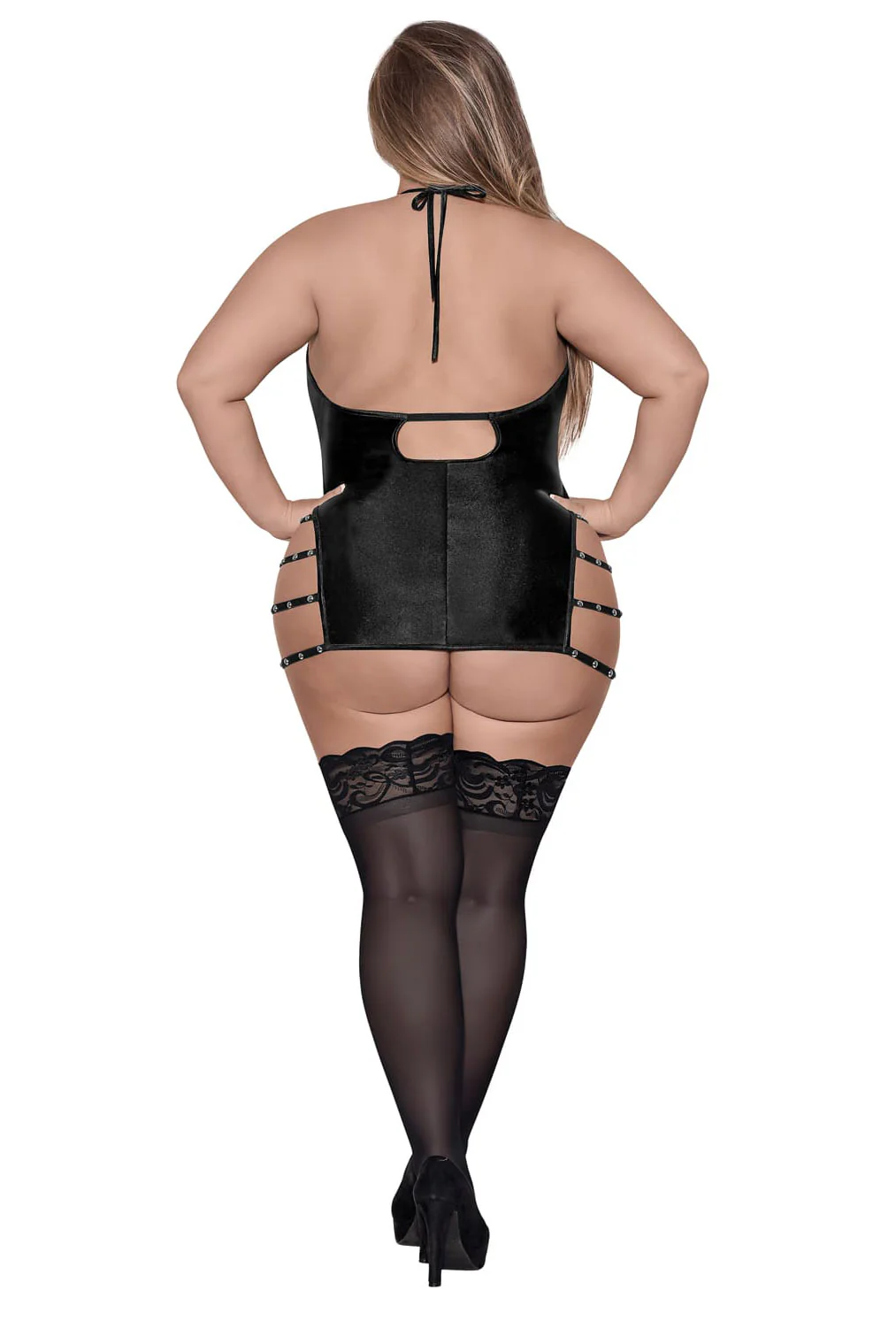 Exposed Lust Portia Mini Dress w/Plush Elastic Strapping Black 2XL - Image 2