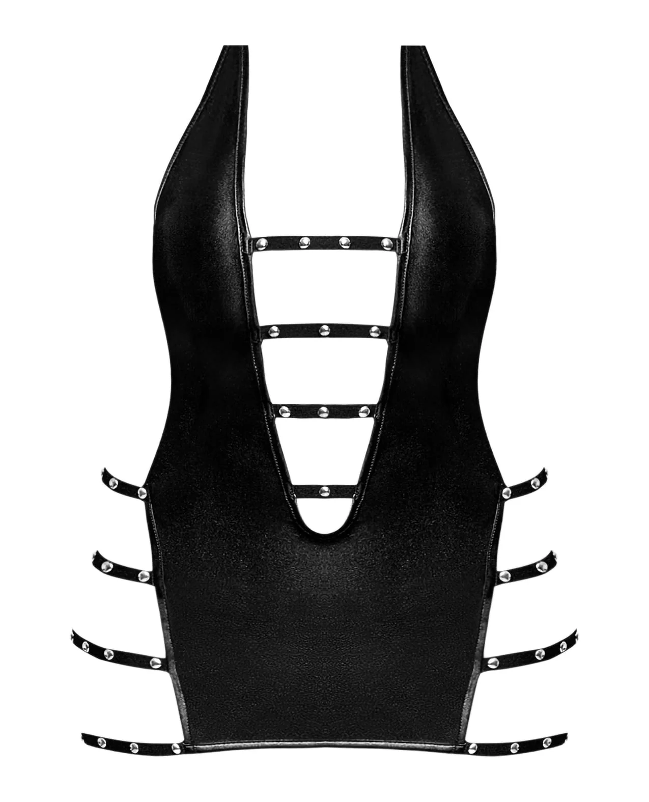 Exposed Lust Portia Mini Dress w/Plush Elastic Strapping Black L/XL - Image 4