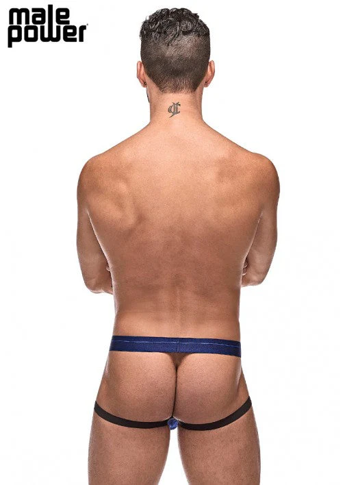Male Power Diamond Mesh Jock Ring Navy S/M - 398264 - Image 2