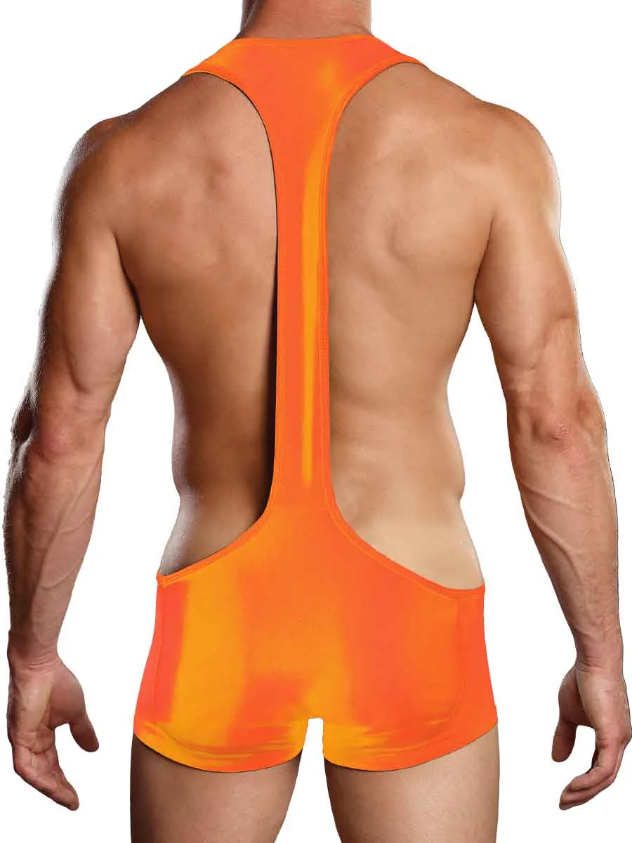 Male Power Nylon Spandex Sling Short Bodysuit S/M Orange PAK846 - Image 2