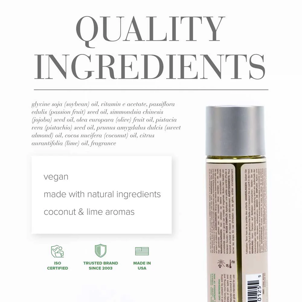 JO Naturals Coconut & Lime Massage Oil 120ml - Image 2