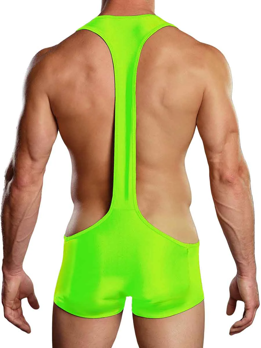 Male Power Nylon Spandex Sling Short Bodysuit L/XL Lime PAK846 - Image 2