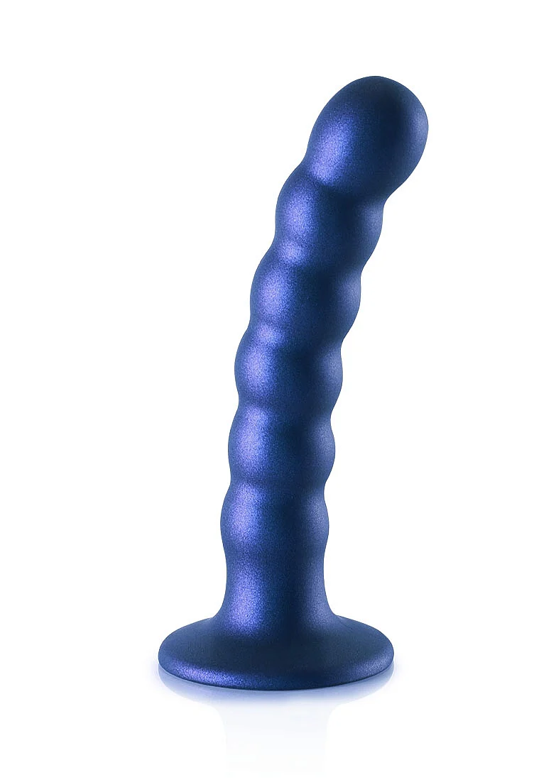 Ouch Beaded G-Spot Dildo 5'' Metallic Blue - Image 2