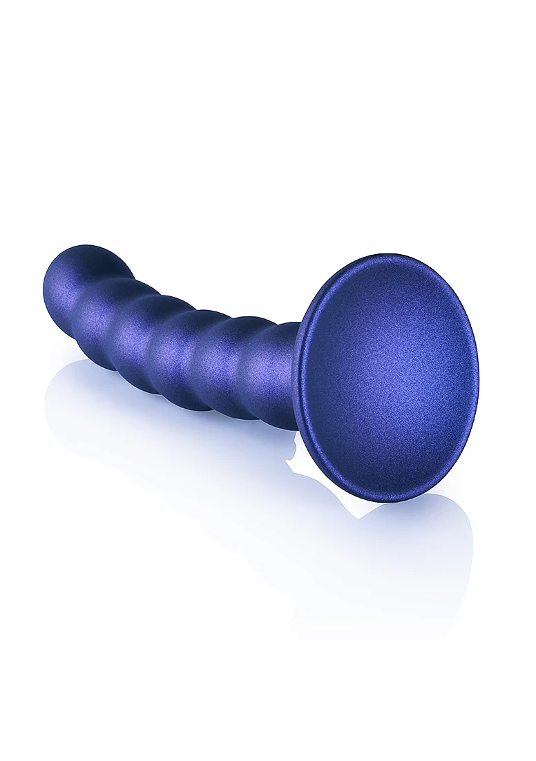 Ouch Beaded G-Spot Dildo 5'' Metallic Blue - Image 3