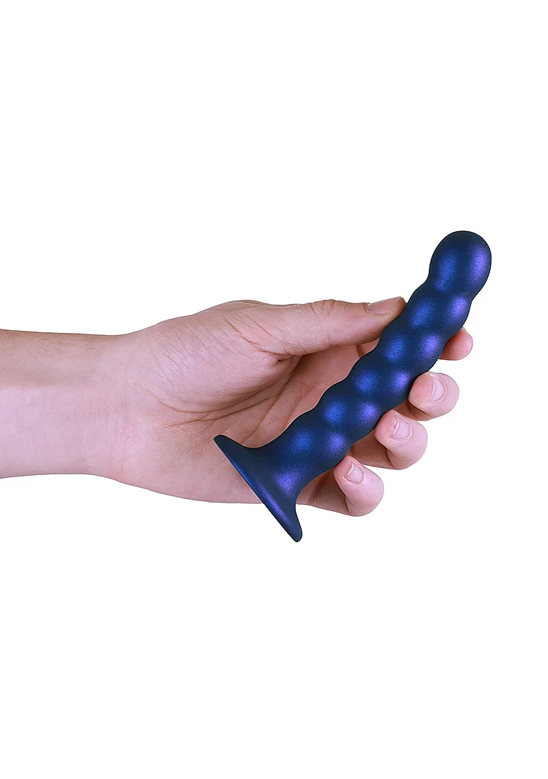 Ouch Beaded G-Spot Dildo 5'' Metallic Blue - Image 4
