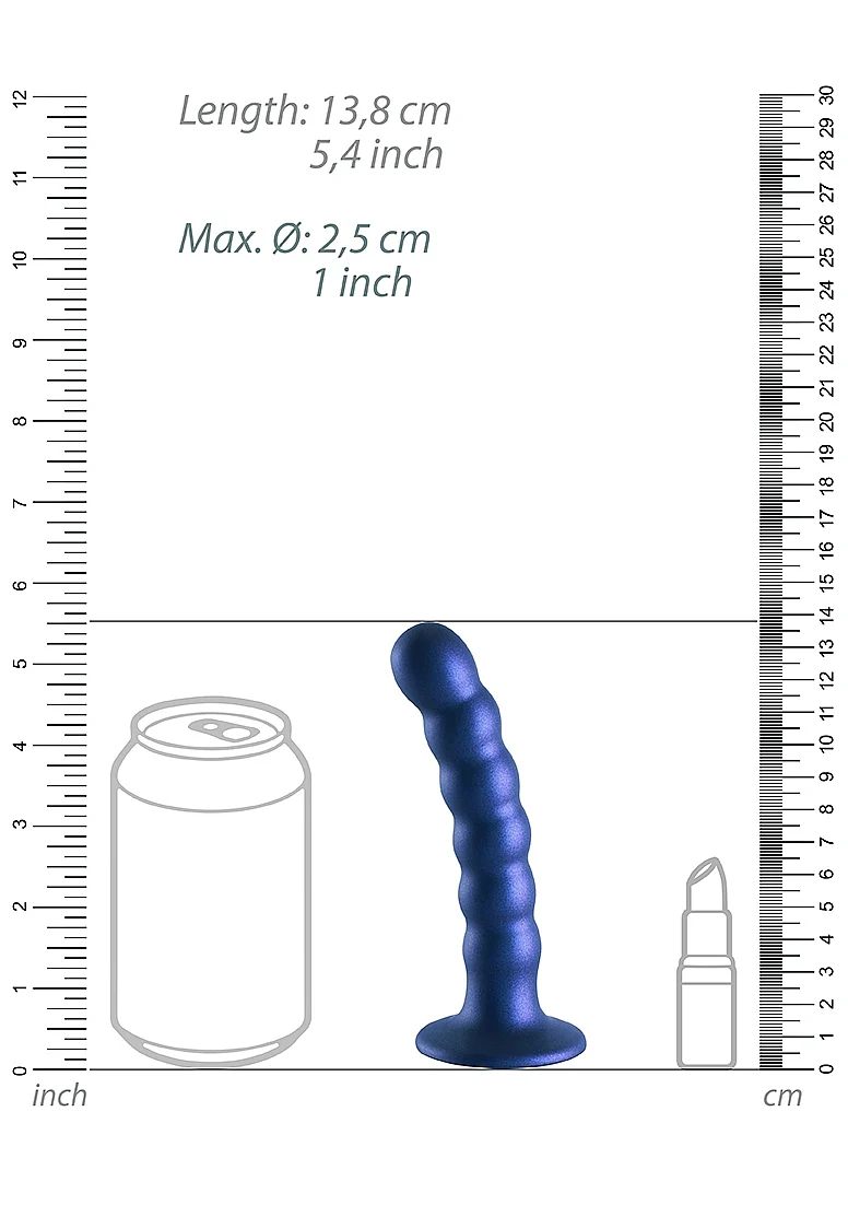 Ouch Beaded G-Spot Dildo 5'' Metallic Blue - Image 5