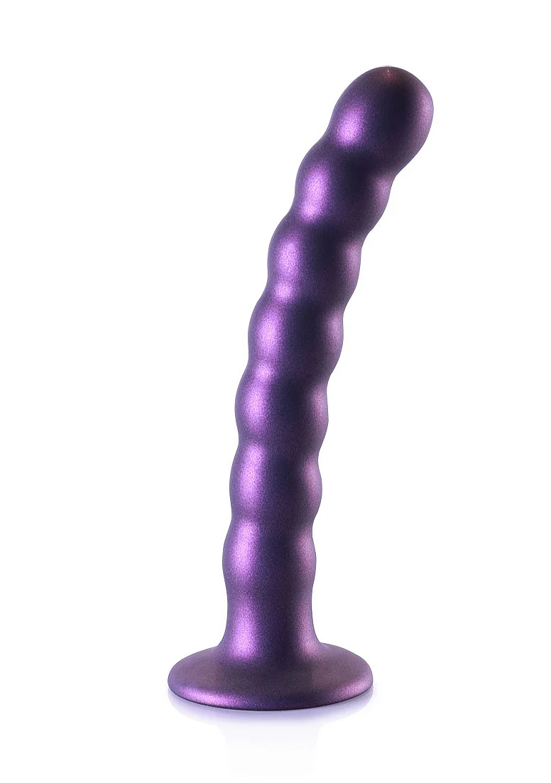 Ouch Beaded G-Spot Dildo 6.5" Metallic Purple - Image 3