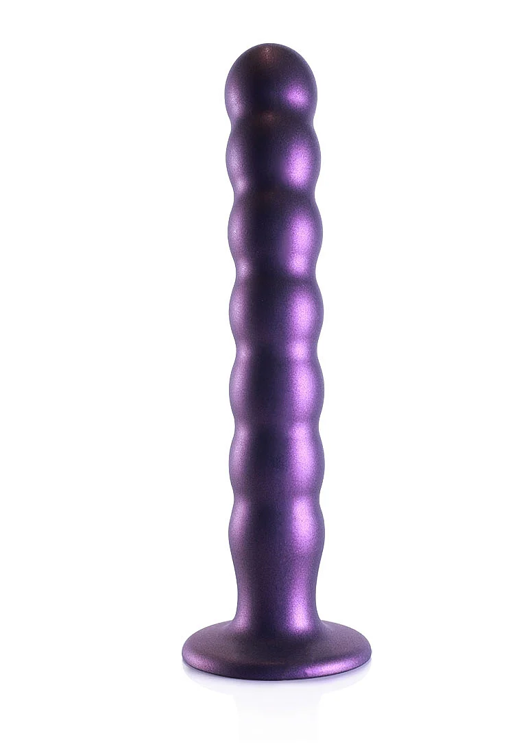 Ouch Beaded G-Spot Dildo 8'' Metallic Purple - Image 6