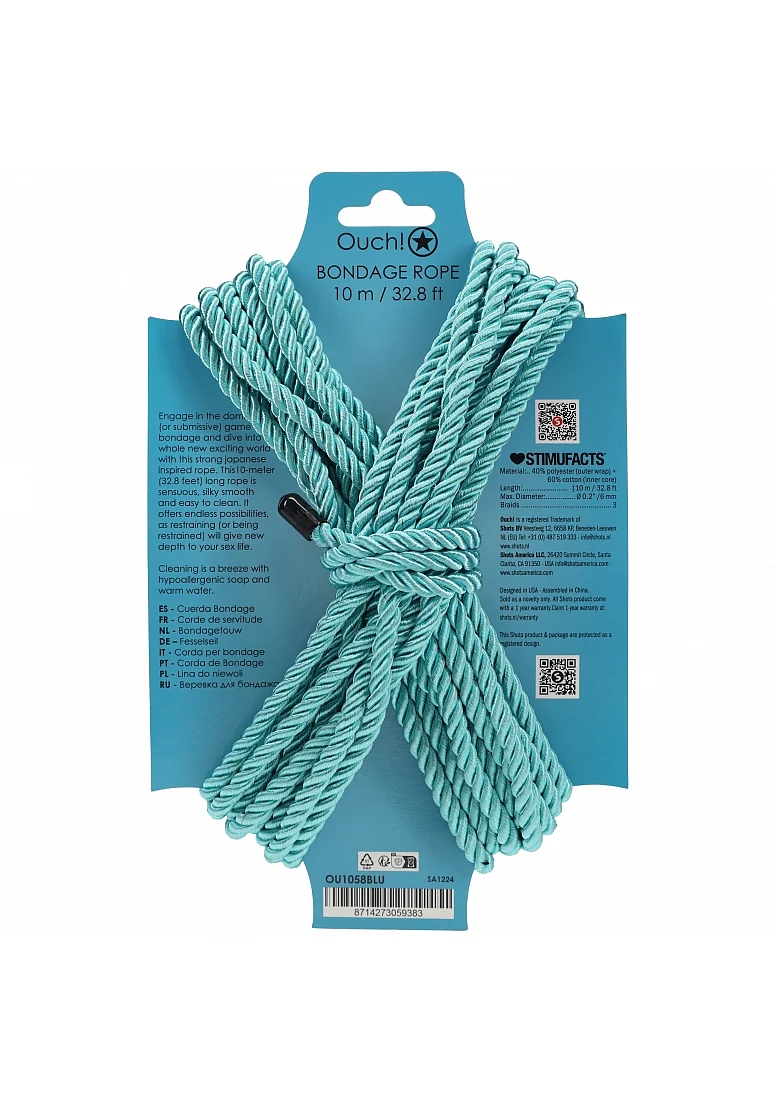 Ouch Bondage Rope 10m Blue - Image 2
