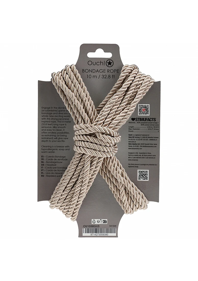 Ouch Bondage Rope 10m Gold - Image 2