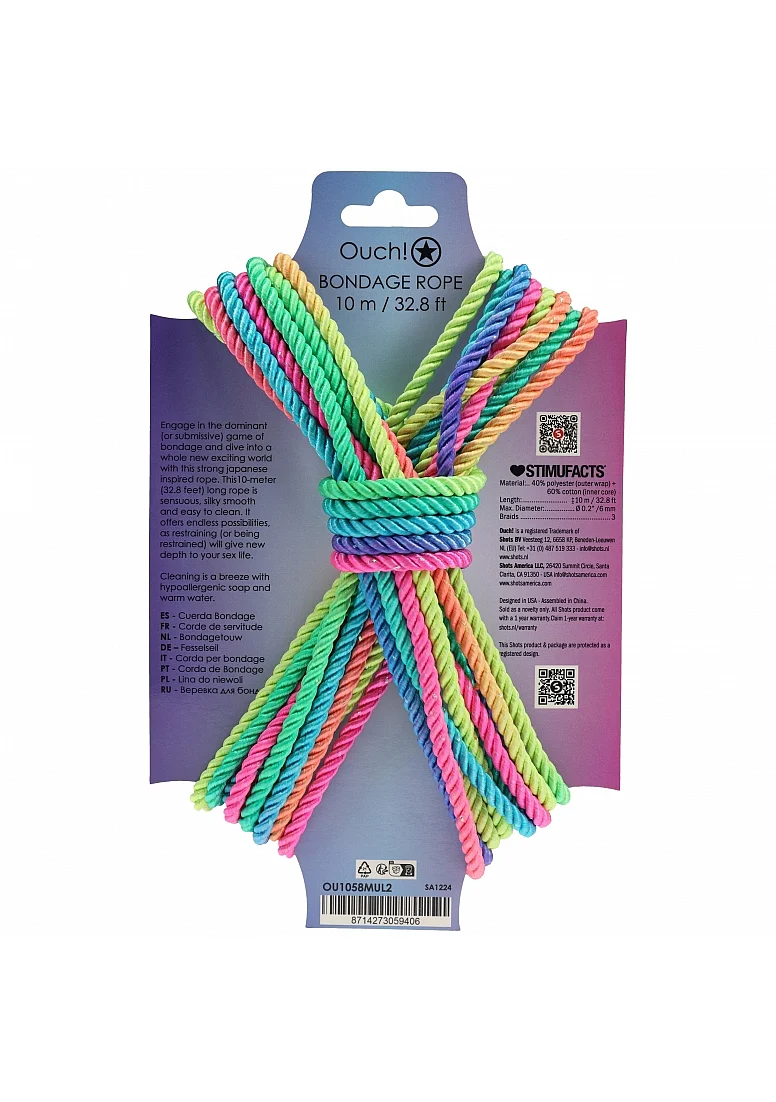 Ouch Bondage Rope 10m Multicolour Bright - Image 2