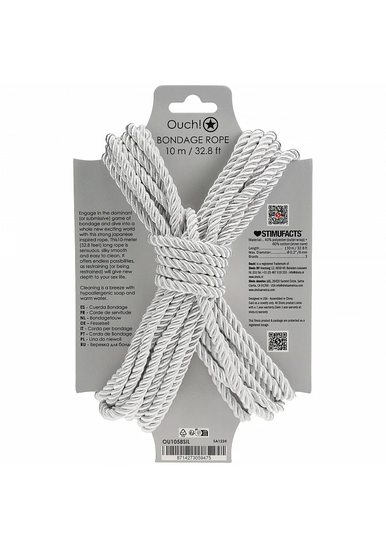 Ouch Bondage Rope 10m Silver - Image 2