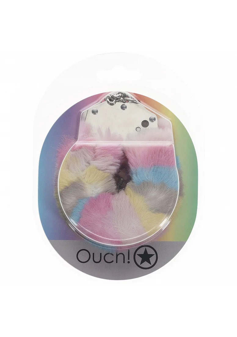 Ouch Fluffy Handcuffs Multi Colour Pastel - Image 2