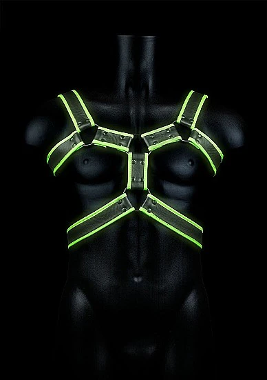 Ouch Glow In The Dark - Bonded Leather Body Harness S/M - Image 2