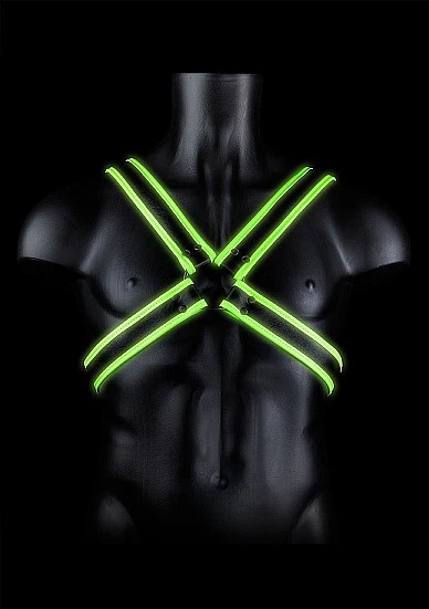 Ouch Glow In The Dark - Bonded Leather Cross Harness S/M - Image 2