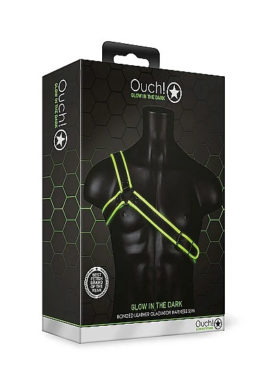 Ouch Glow In The Dark - Bonded Leather Gladiator Harness S/M