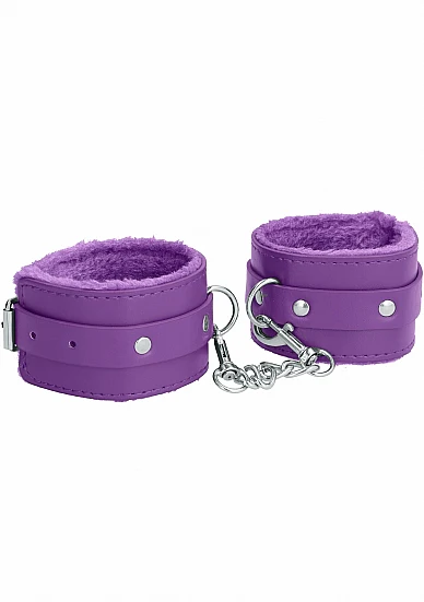 Ouch Plush Leather Ankle Cuffs Purple - Image 2