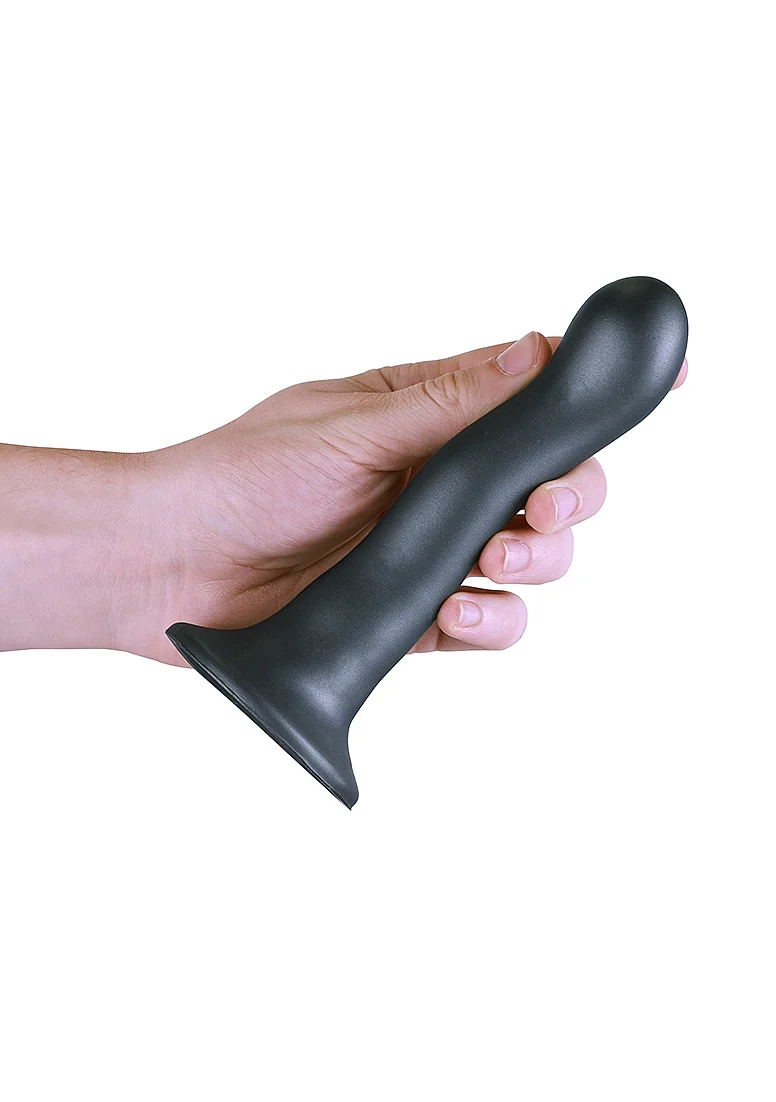 Ouch Ultra Soft Curvy G-Spot Dildo 7" - Gun Metal - Image 3