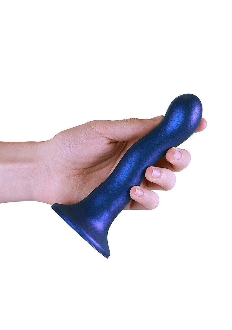 Ouch Ultra Soft Curvy G-Spot Dildo - 7" - Metallic Blue - Image 4