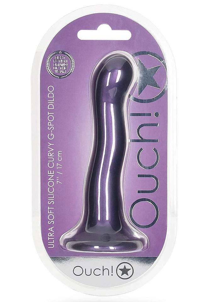 Ouch Ultra Soft Curvy G-Spot Dildo 7" Metallic Purple