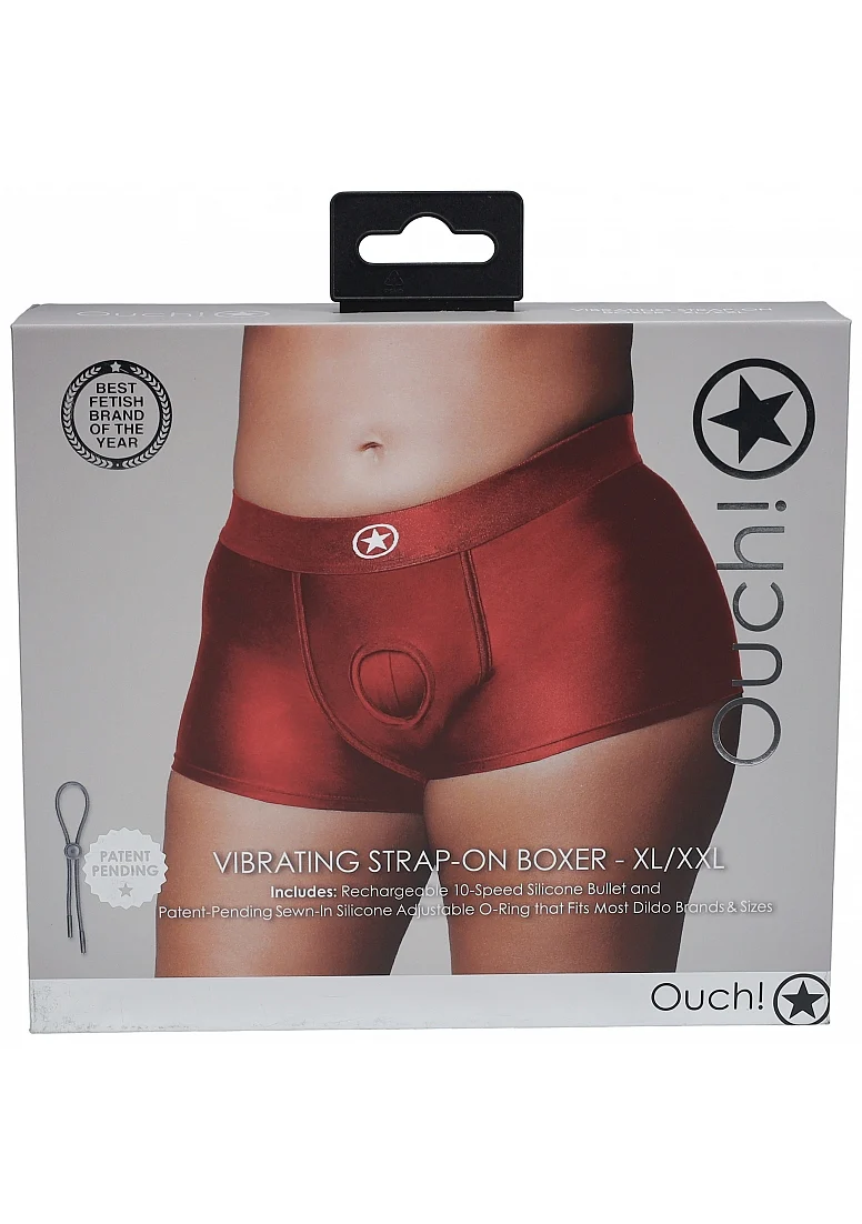 Ouch Vibrating Strap On Boxer – Red XL/XXL - Image 2