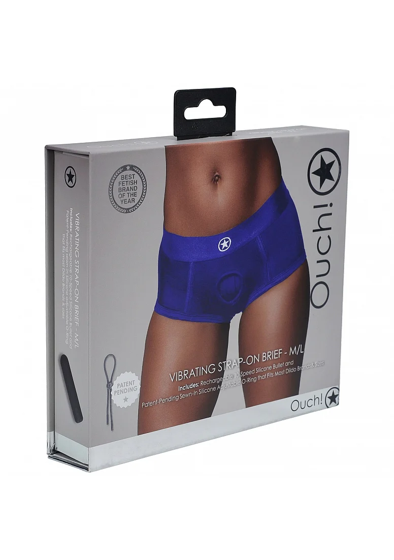 Ouch Vibrating Strap On Brief – Blue M/L
