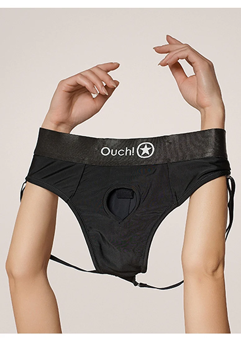 Ouch Vibrating Strap On Thong - Black XS/S - Image 4